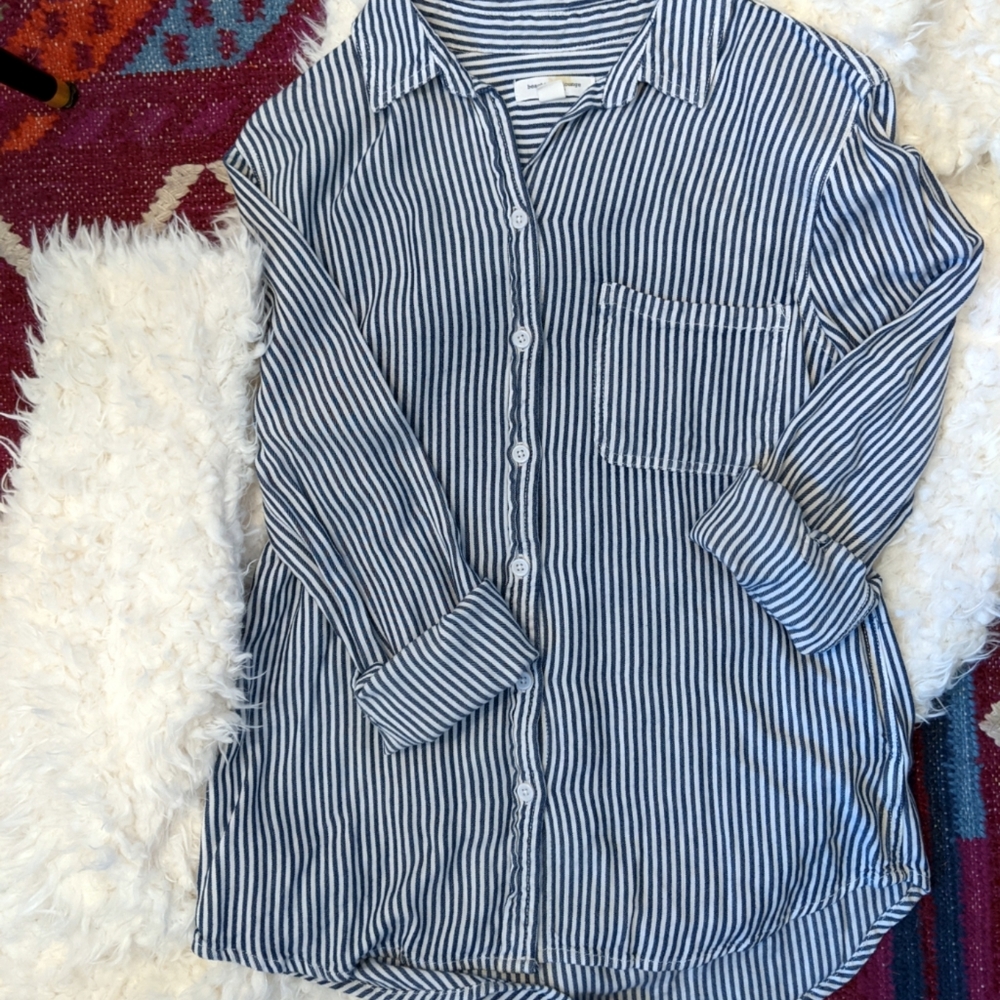 Beach Lunch Lounge Blue Striped Blouse - Picture 7 of 7